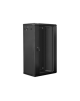 Lanberg Rack cabinet 19" wall-mount 22U/600x450 (flat pack) with glass door V2, black | Lanberg