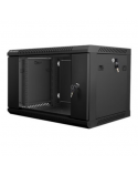 Lanberg Rack cabinet 19" wall-mount 6U/600x450 (flat pack) with glass door V2, black | Lanberg