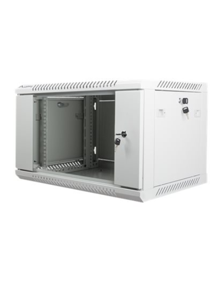 Lanberg Rack cabinet 19" wall-mount 6U/600x450 (flat pack) with glass door V2, grey | Lanberg