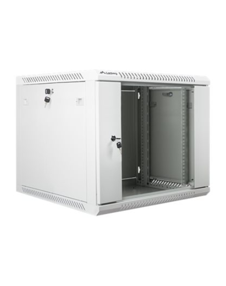 Lanberg Rack cabinet 19" wall-mount 9U/600x600 (flat pack) with glass door V2, grey | Lanberg