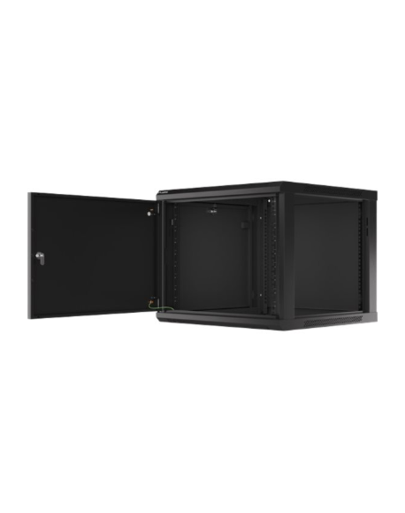 Lanberg Rack cabinet 19" wall-mount 9U/600x600 (flat pack) for self-assembly with metal door, black | Lanberg