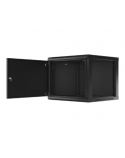 Lanberg Rack cabinet 19" wall-mount 9U/600x600 (flat pack) for self-assembly with metal door, black | Lanberg