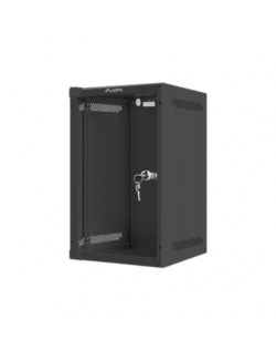Lanberg Rack cabinet 10" wall-mount 9U/280x310 (flat pack) with glass door, black | Lanberg