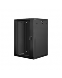 Lanberg Rack cabinet 19" wall-mount 18U/600x600 (flat pack) with glass door V2, black | Lanberg