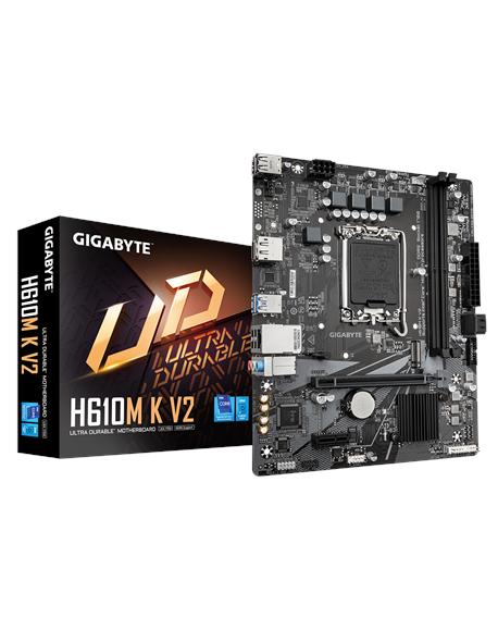 Gigabyte H610M K V2 | Processor family Intel | Processor socket LGA1700 | DDR5 | Supported hard disk drive interfaces M.2, SATA 