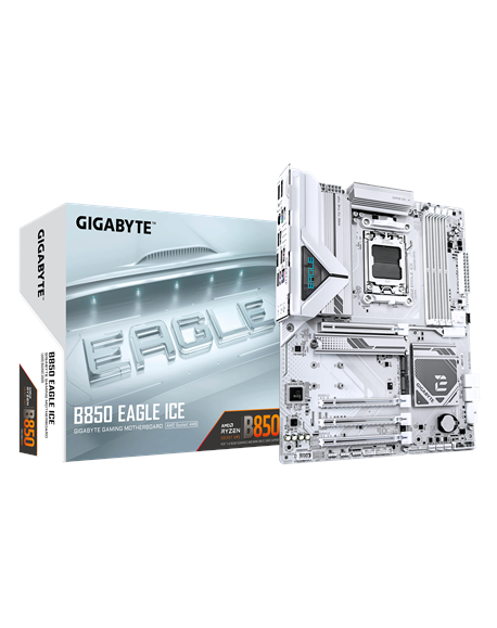 Gigabyte B850 EAGLE ICE | Processor family AMD | Processor socket AM5 | DDR5 | Supported hard disk drive interfaces SATA, M.2 | 