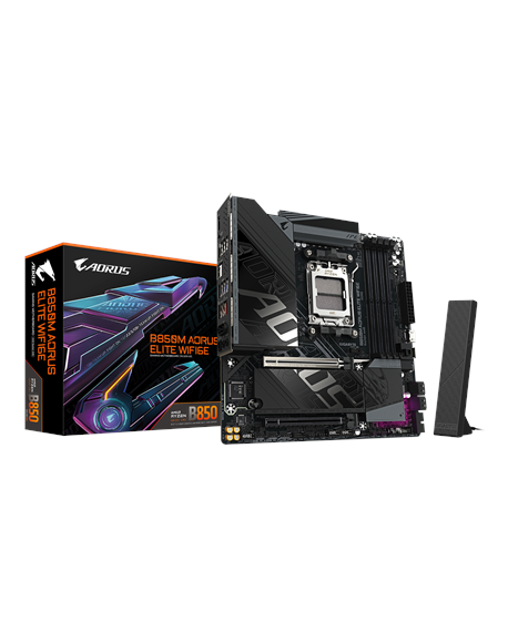 Gigabyte B850M A ELT WF6E | Processor family AMD | Processor socket AM5 | DDR5 | Supported hard disk drive interfaces SATA, M.2 