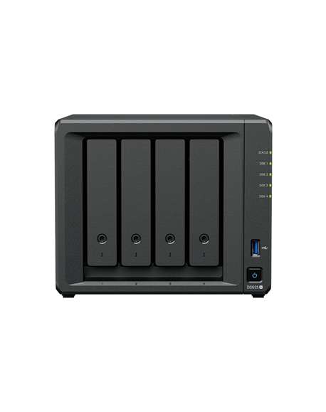 Synology NAS | DS925+ | AMD Ryzen | V1500B | Processor frequency 2.2 GHz | 4 GB | DDR4 ECC SODIMM | Black