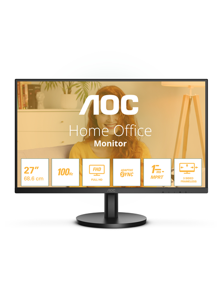 AOC 27B3HMA2 | 27 " | VA | FHD | 16:9 | 100 Hz | 4 ms | 1920 x 1080 pixels | 250 cd/m² | HDMI ports quantity 1