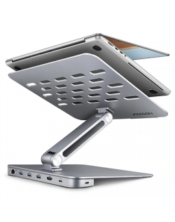 AXAGON Desk Mount | HMC-STND USB-C 5Gbps Stand and Hub 7in1 | Adjustable Height, Tilt | 10-16 " | Aluminum