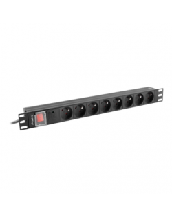 Lanberg Power Distribution Unit (PDU) 19" 1U 16A 2m 8x French Outlets | PDU-08E-0200-BK