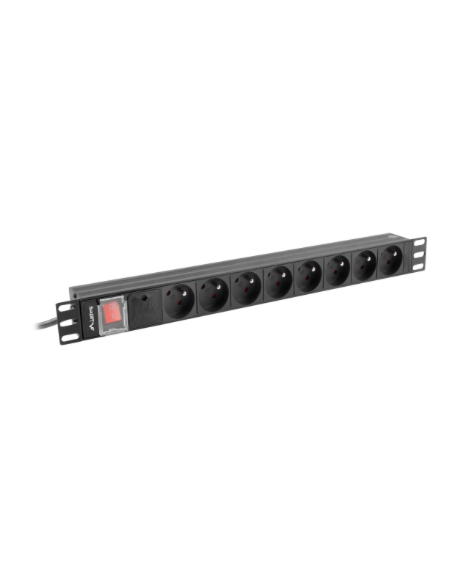Lanberg Power Distribution Unit (PDU) 19" 1U 16A 2m 8x French Outlets | PDU-08E-0200-BK