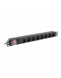 Lanberg Power Distribution Unit (PDU) 19" 1U 16A 2m 8x French Outlets | PDU-08E-0200-BK