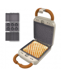 Cecotec Sandwich Maker | Rock'nToast Retro One Beige | 700 W | Number of plates 3 | Beige