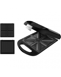 Cecotec Sandwich Maker | Rock'nToast Family 3in1 | 1500 W | Number of plates 3 | Black