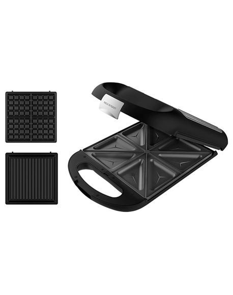 Cecotec Sandwich Maker | Rock'nToast Family 3in1 | 1500 W | Number of plates 3 | Black