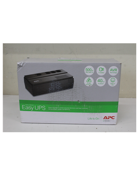 SALE OUT. APC Easy UPS, 500VA, floor/wall mount, 230V, 4x CEE 7/3 Schuko sockets, AVR, Black | Schneider Electric APC Easy UPS |