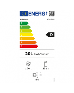 Whirlpool Refrigerator | W7X 83A W | Energy efficiency class D | Free standing | Combi | Height 191.2 cm | No Frost system | Fri