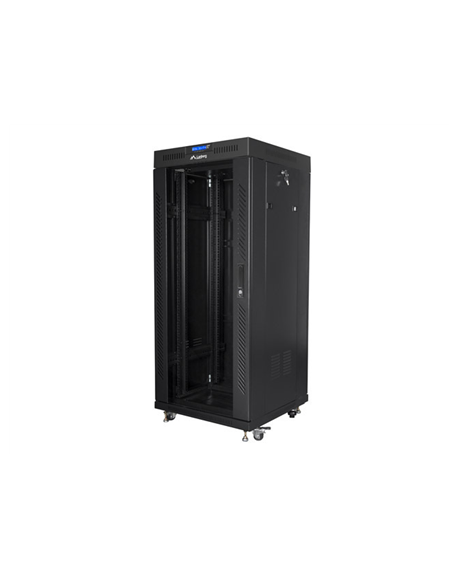 Lanberg Rack cabinet 19" free-standing 27U/600x600 (flat pack) with glass door lCD V2, black | Lanberg