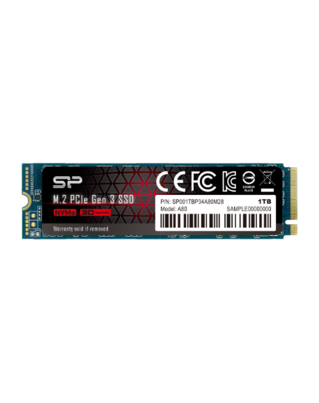 Silicon Power SSD P34A80 1TB, M.2 PCIe Gen3 x4 NVMe, 3200/3000 MB/s | Silicon Power