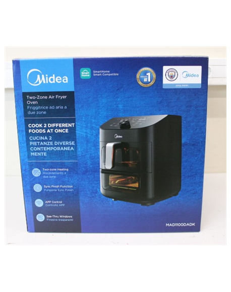 SALE OUT. Midea MAD1100DADK Air fryer digital,Two-zone cavity, 6.4L + 4.4L | Midea | Two Zone Airfryer | MAD1100DADK | Power 185