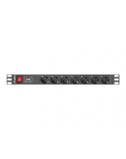 Lanberg Power Distribution unit (PDU) 19" 1U 16A 2m 7X Schuko oulets, black | Lanberg
