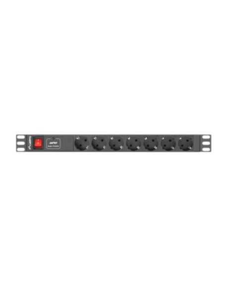 Lanberg Power Distribution unit (PDU) 19" 1U 16A 2m 7X Schuko oulets, black | Lanberg