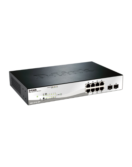D-LINK DGS-1210-10P, Gigabit Smart III Switch with 8 10/100/1000Base-T PoE ports and 2 combo 1000Base-T/MiniGBIC (SFP) ports, 80