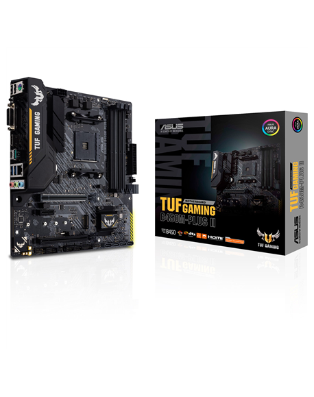 Asus TUF GAMING B450M-PLUS II Memory slots 4, Number of SATA connectors 6 x SATA III, max 128GB, Chipset AMD B, Processor family