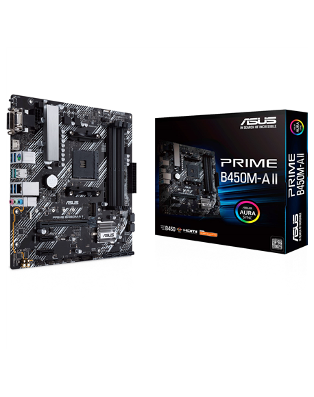 Asus PRIME B450M-A II Memory slots 4, Number of SATA connectors 6 x SATA III, max 128GB, Chipset AMD B, Processor family AMD, Mi