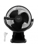 Adler Rechargeable Clip-on Desk Fan | AD 7342 | Table Fan | Black | Diameter 15.5 cm | Number of speeds 3 | Oscillation | 5 W