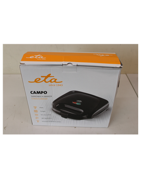 SALE OUT. ETA ETA415190010 Campo Sandwich maker, 750 W, Black | ETA Sandwich maker | ETA415190010 | 750 W | Number of plates 1 |