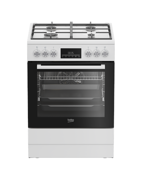BEKO Cooker | FBM62330GWDTN | Hob type Gas | Oven type Electric | White | Width 60 cm | Grilling | LED | Depth 60 cm | 72 L