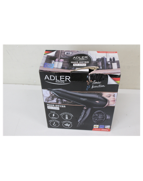 SALE OUT. Adler AD 2244 Hair Dryer, 2000W, 2 speed settings, 3 temperature settings, AC motor, black | Adler Hair Dryer | AD 224