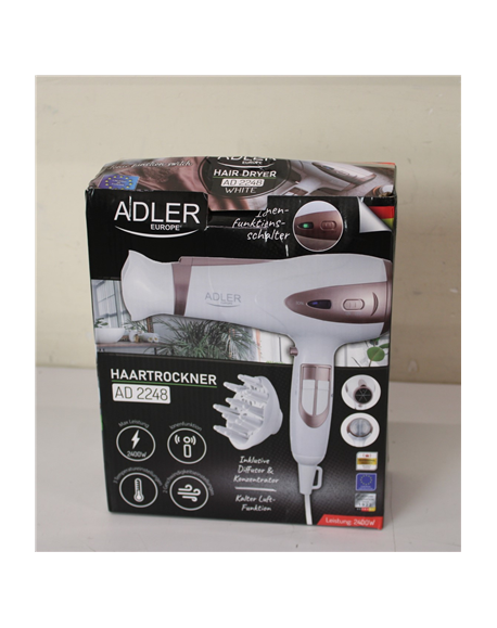 SALE OUT. Adler AD 2248 Hair Dryer, 2400 W, 2 speed settings, 3 temp settings, White | Adler Hair Dryer | AD 2248 | 2400 W | Num