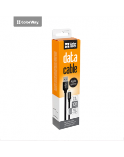 ColorWay Data Cable Apple Lightning Charging cable, Fast and safe charging Stable data transmission, Black, 1 m