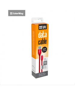 ColorWay Data Cable Apple Lightning Charging cable, Fast and safe charging Stable data transmission, Red, 1 m