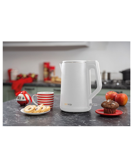 Gorenje Kettle K15DWW Electric, 2200 W, 1.5 L, Plastic + metal, 360° rotational base, White