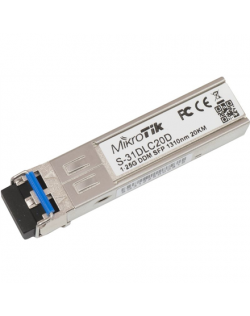 MikroTik S-31DLC20D SFP, Single-Mode Fiber, Dual LC, 10/100/1000 Mbit/s, Wavelength 1310 nm, Maximum transfer distance 20000 m, 