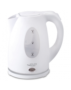 Adler Kettle AD 1207 Standard, Plastic, White, 2000 W, 360° rotational base, 1.5 L