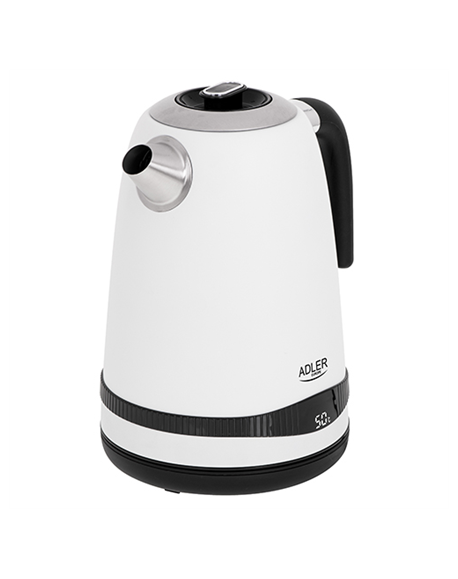 Adler Kettle AD 1295w Electric, 2200 W, 1.7 L, Stainless steel, 360° rotational base, White