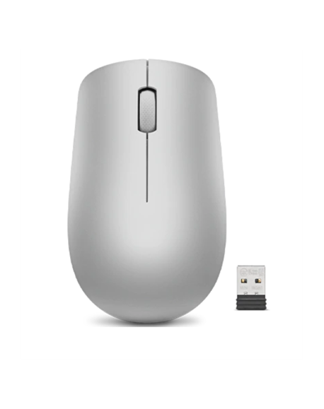 Lenovo Wireless Mouse 530 Optical Mouse, Platinum Grey, 2.4 GHz Wireless via Nano USB