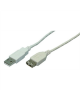 Logilink USB 2.0 extensio cable, USB A female, USB A male, 3 m, Grey
