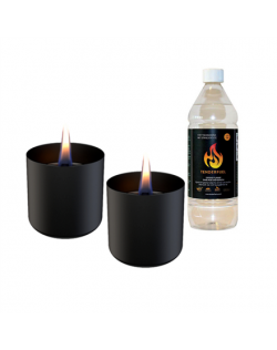 Tenderflame Gift Set, 2 Tabletop burners + 0,5 L fuel, Lilly 8 cm Black