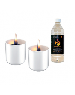 Tenderflame Gift Set, 2 Tabletop burners + 0,5 L fuel, Lilly 8 cm White
