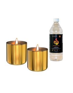 Tenderflame Gift Set, 2 Tabletop burners + 0,5 L fuel, Lilly 8 cm Gold