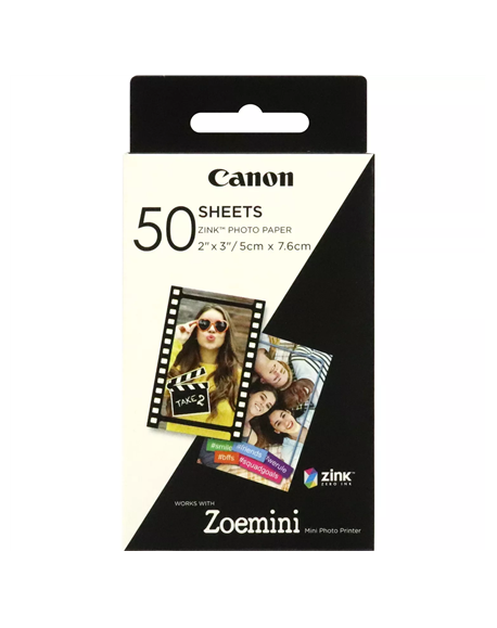 Canon 50 sheets ZP-2030 Photo Paper, White, 5 x 7.6 cm