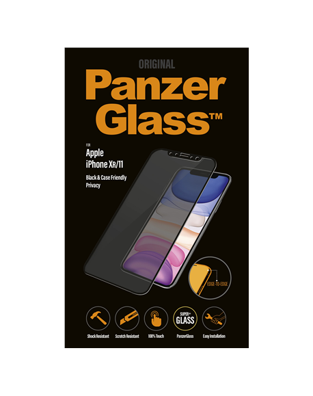 PanzerGlass P2665 Apple, iPhone Xr/11, Tempered glass, Black, Case friendly with Privacy filter