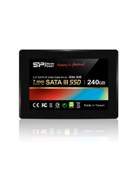 Silicon Power Slim S55 240 GB, SSD interface SATA, Write speed 450 MB/s, Read speed 550 MB/s