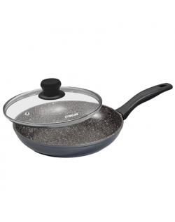 Stoneline Pan 7517 Frying Pan, Diameter 24 cm, Suitable for induction hob, Lid included, Fixed handle, Anthracite